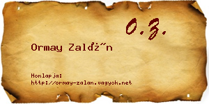 Ormay Zalán névjegykártya